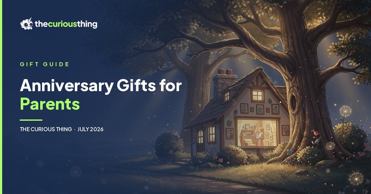 Anniversary Gifts for Parents: a warm storybook cottage hung with framed family portraits, from The Curious Thing