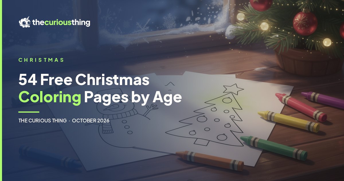 54 Free Christmas Coloring Pages by Age: printable Santa, tree and snowman coloring pages from The Curious Thing