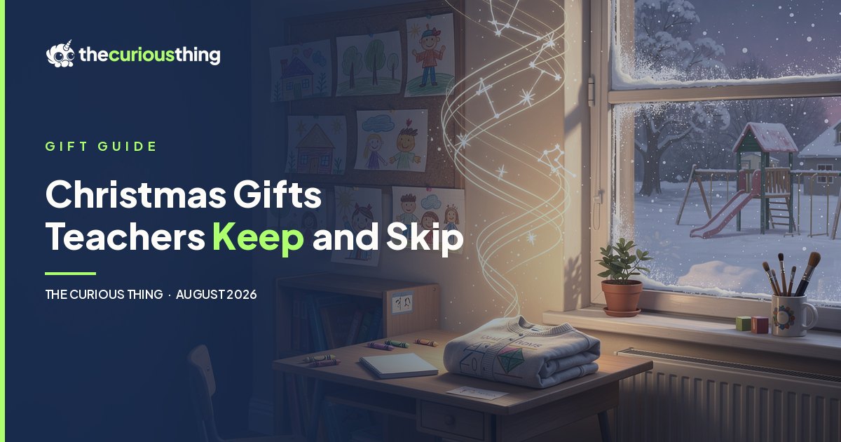 Christmas Gifts Teachers Keep and Skip: a child's drawings turning into embroidery thread in a winter classroom, from The Curious Thing