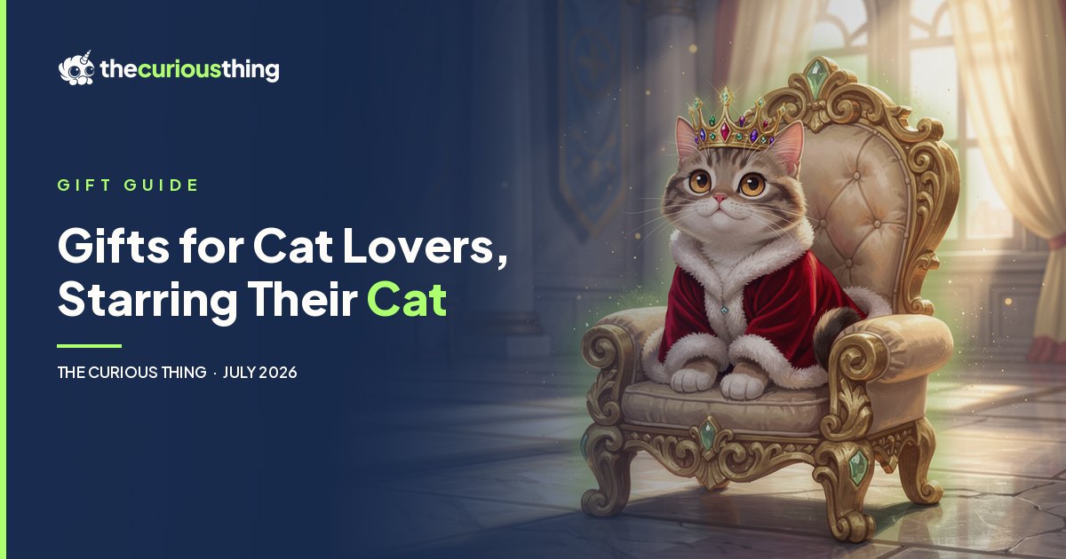Gifts for Cat Lovers, Starring Their Cat: a custom royal cat portrait keepsake from The Curious Thing