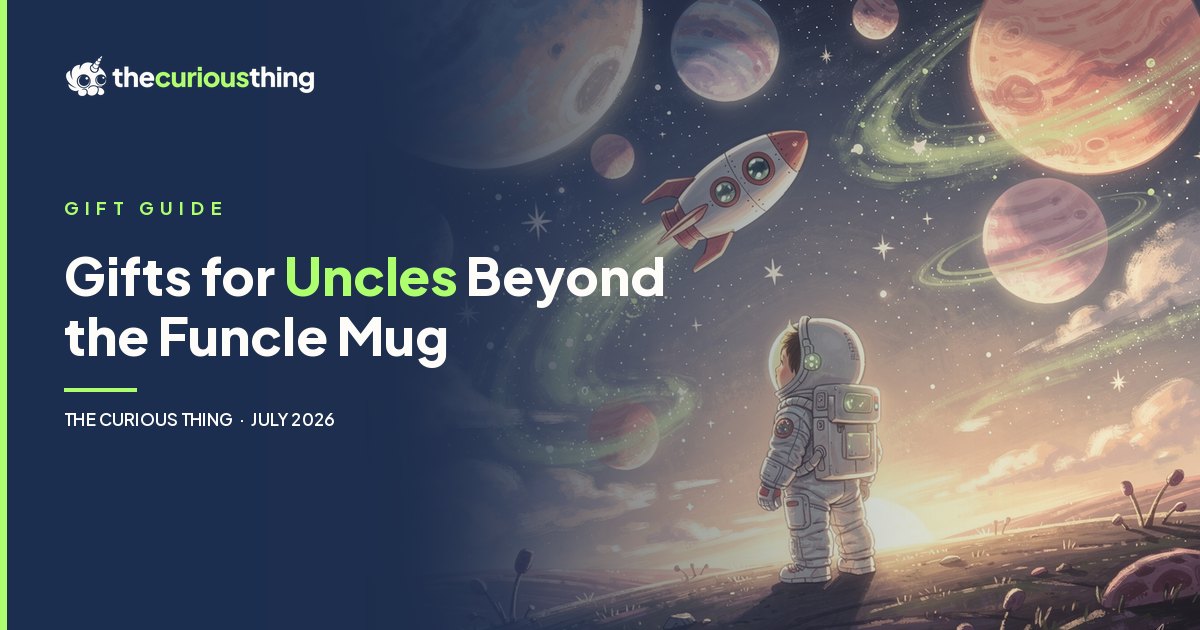 Gifts for Uncles Beyond the Funcle Mug: a child as a storybook space hero on a personalized keepsake from The Curious Thing