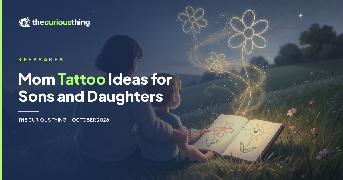 Mom Tattoo Ideas for Sons and Daughters: a child's drawing of a flower rising as fine golden lines, from The Curious Thing