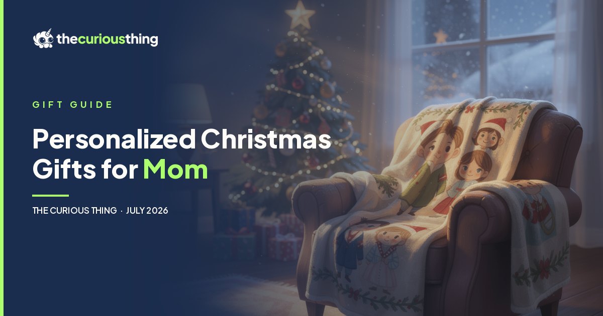 Personalized Christmas Gifts for Mom: a cozy fleece blanket keepsake from The Curious Thing