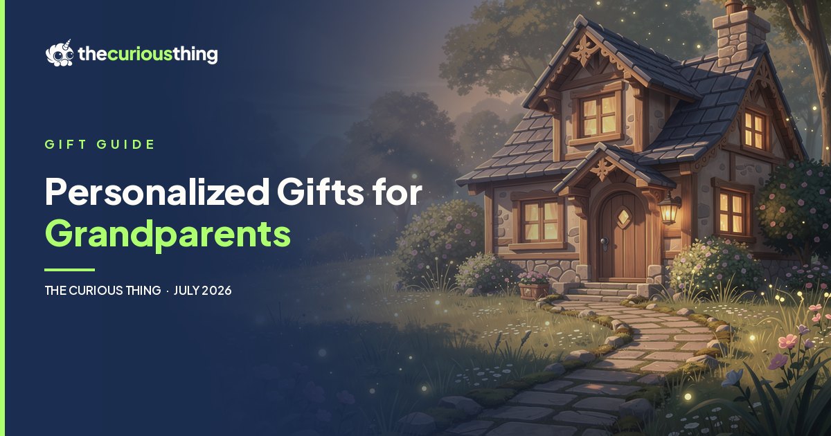 Personalized gifts for grandparents from The Curious Thing: a child as a storybook hero on a keepsake puzzle or framed canvas